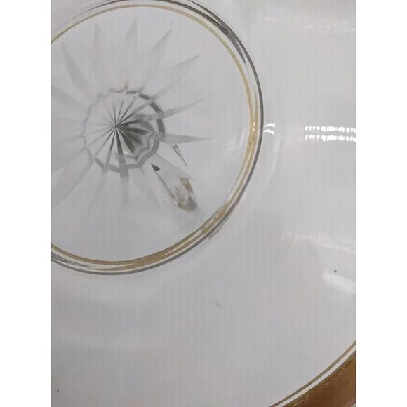 Vintage serving tray clear  glass gold trim handle   tidbit candy entertaining - Picture 8 of 10